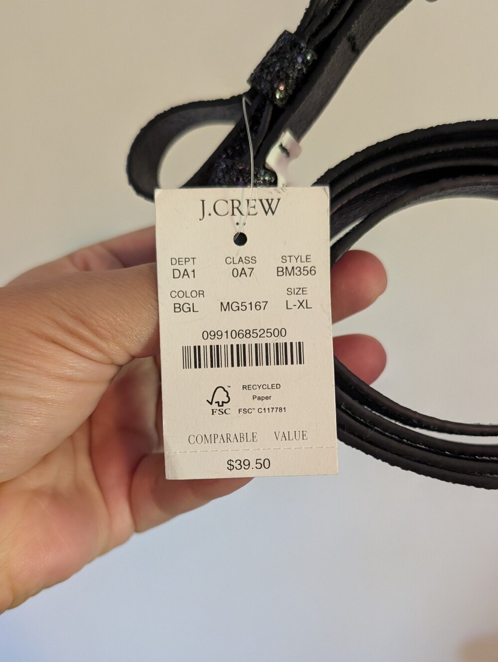 J. Crew Glitter Black Bow Belt L/XL - Picture 3 of 4